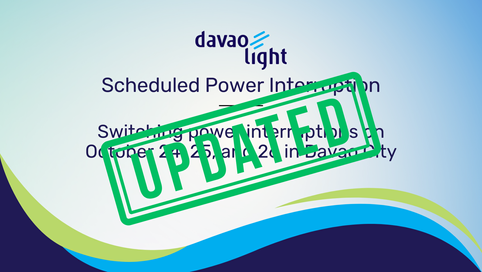 Switching power interruptions on October 24, 25, and 26 in Davao City