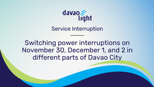 Switching power interruptions on November 30, December 1, and 2 in different parts of Davao City
