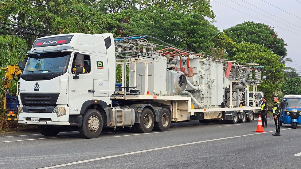 A 33MVA mobile transformer was transported to the Apokon Substation in Tagum City to serve as a backup power source in case of emergencies.