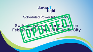 Switching power interruptions on February 16, 19, and 21 in Davao City