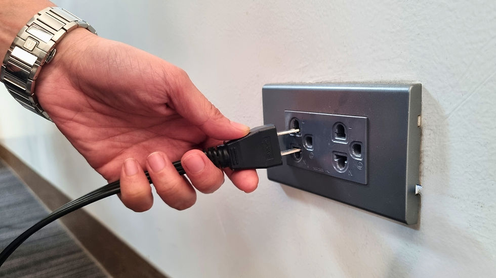 Turn off and unplug. Standby power or phantom load refers to the power used by electrical items when switched off but still plugged in. Though minimal, the unused consumption from television units, computers, gaming consoles, printers, and the like draws power and adds to the monthly bill.