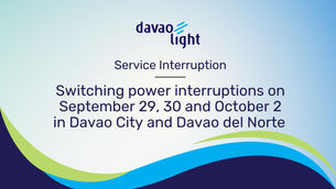 Switching power interruptions on September 29, 30 and October 2 in Davao City and Davao del Norte 