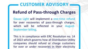Davao Light implements a refund of pass-through charges