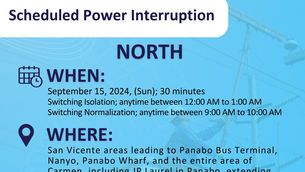 Switching power interruptions on September 15 and 16 in Davao del Norte