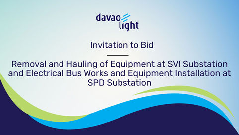 INVITATION TO BID: Removal and Hauling of Equipment at SVI Substation, and Electrical Bus Works and Equipment Installation at SPD Substation
